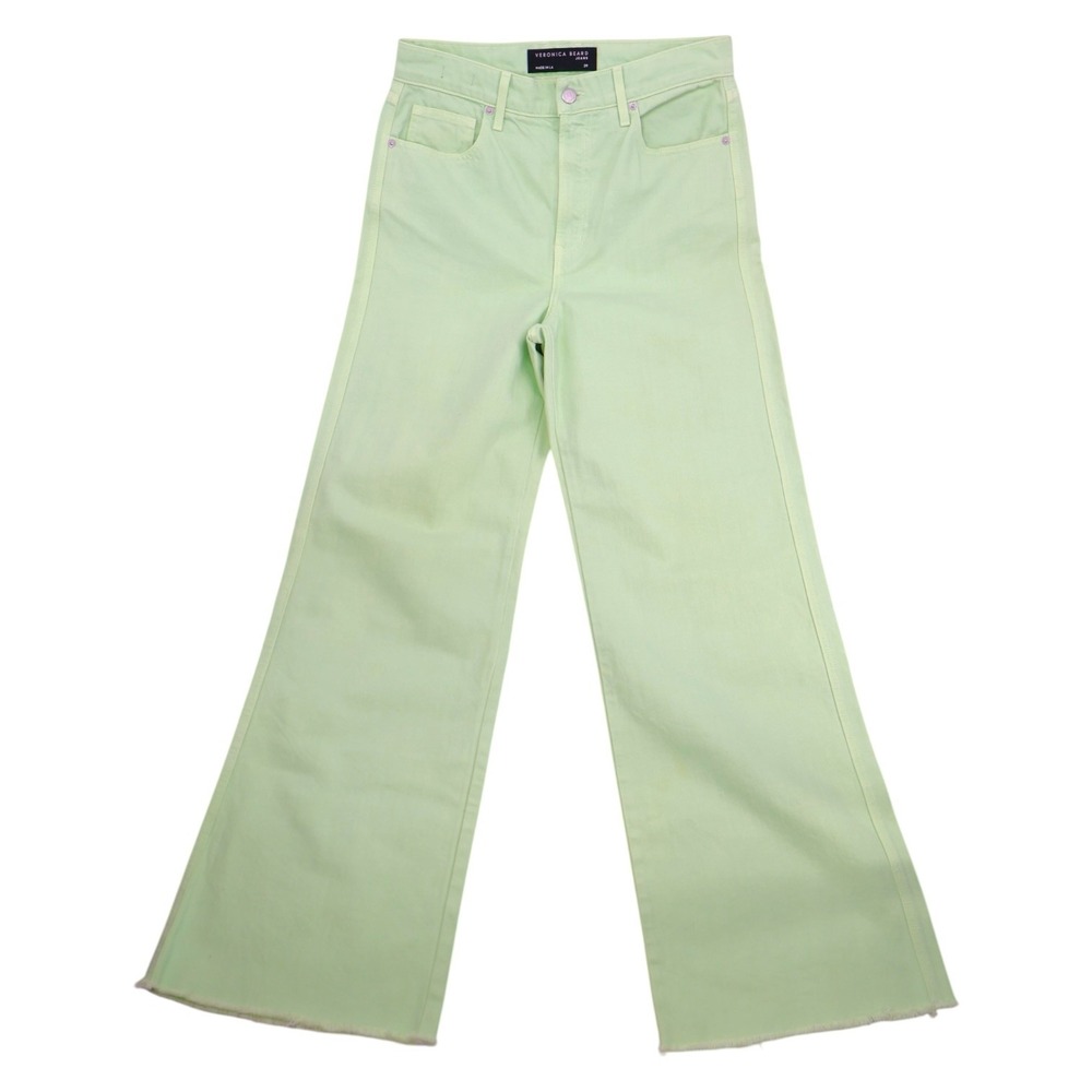 Veronica Beard Taylor Pistachio Wide Leg Jeans Womens 29 High Rise Raw Hem